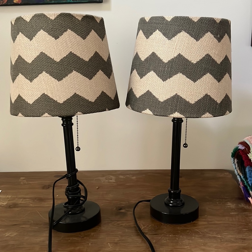 Two Zebra/Zig-Zag Bedside Lamps